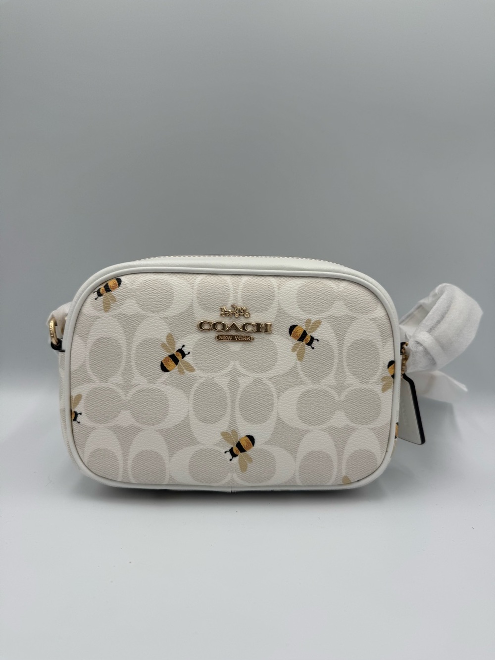 NWT! COACH White Bee Signature Mini Jamie Camera Bag 🐝 🐝